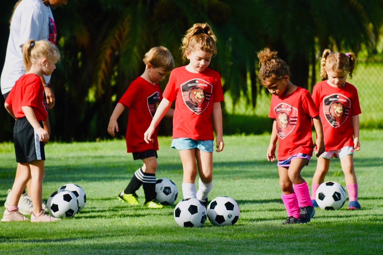 Group of children with soccer balls